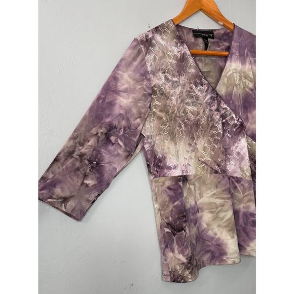 Venezia Womens Plus Size 14 16W Embroidered Tie Dye Y2K Stretch Top Fairy Grunge - Picture 2 of 9